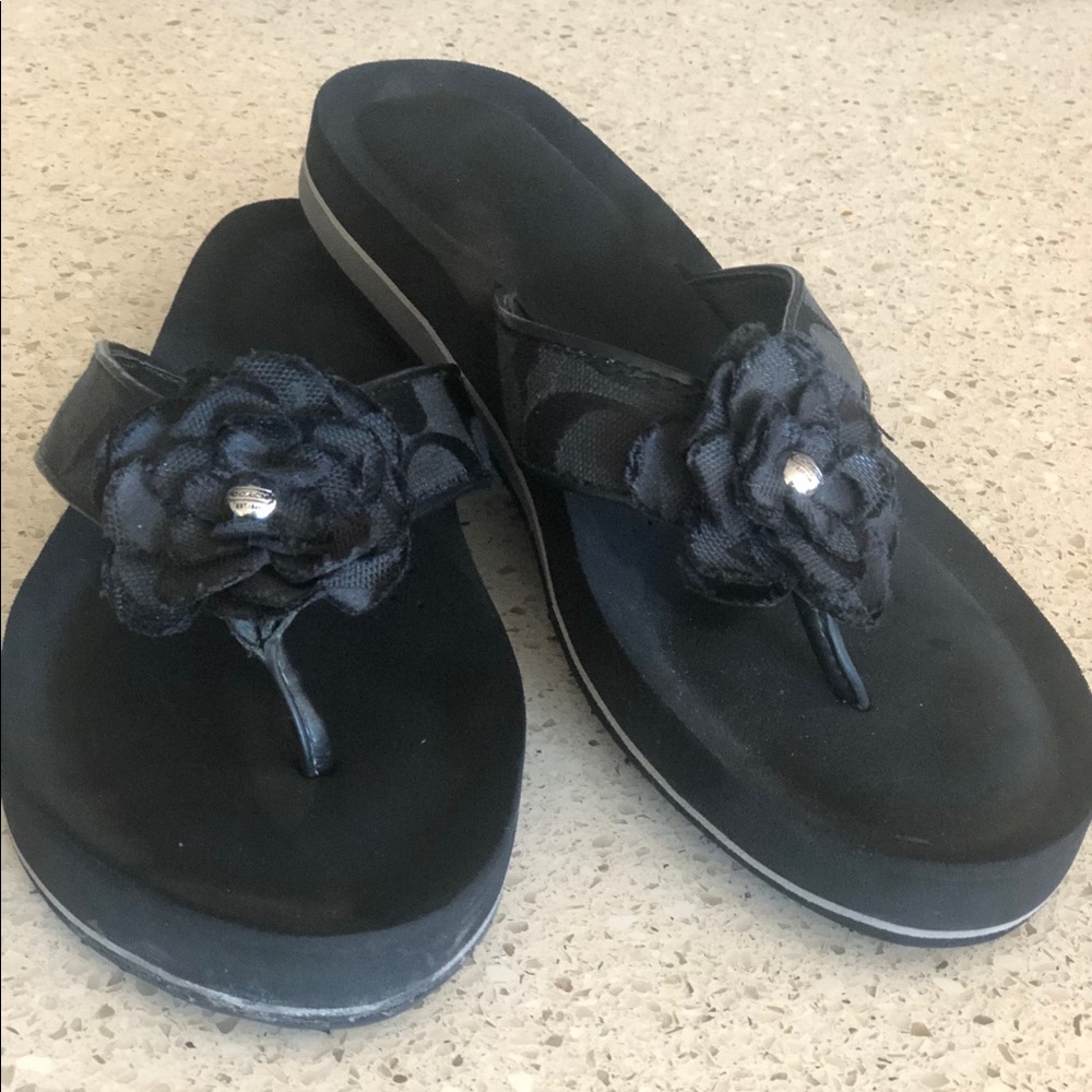 Coach black flip-flops size 9